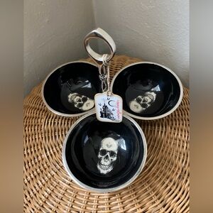 Halloween Skull Bowls Set  Metal Skull Condiment Serve Halloween Made In India